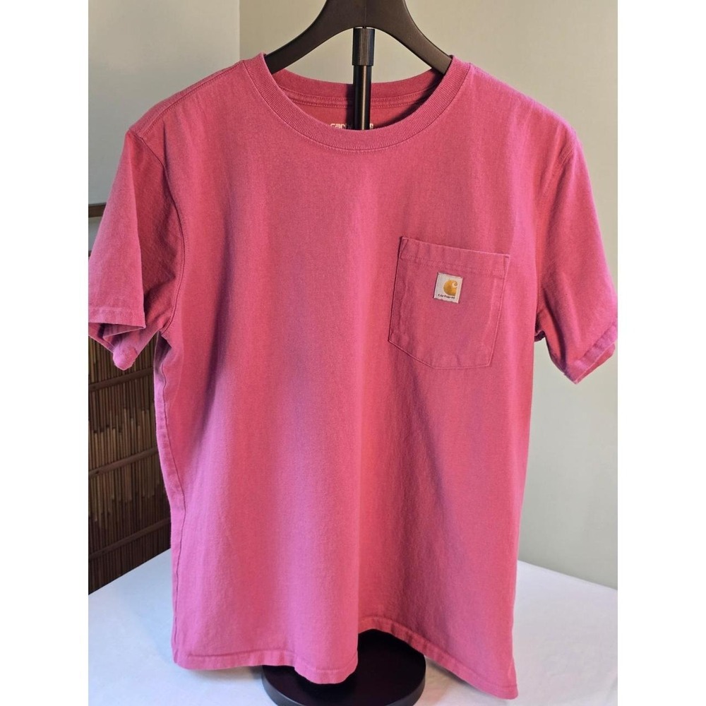 Carhartt Womens Loose Fit Heavyweight Pocket T-Shirt Pink Large Streetwear